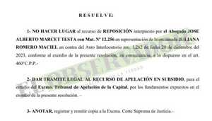 Rechazan reposición de actuaria judicial sospechada de alterar carátula en una causa de RGD