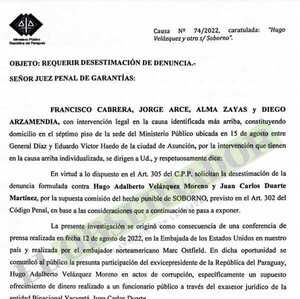 Solicitan desestimar denuncia al exvicepresidente Hugo Velázquez y Juan Carlos Duarte