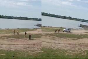 [VIDEO] Se moqueteaban en la playa, pero apareció la poli y pasaron cosas