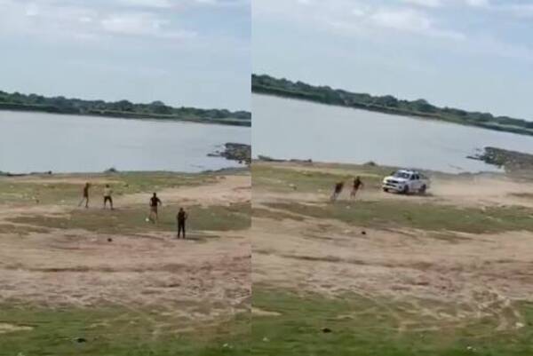 [VIDEO] Se moqueteaban en la playa, pero apareció la poli y pasaron cosas