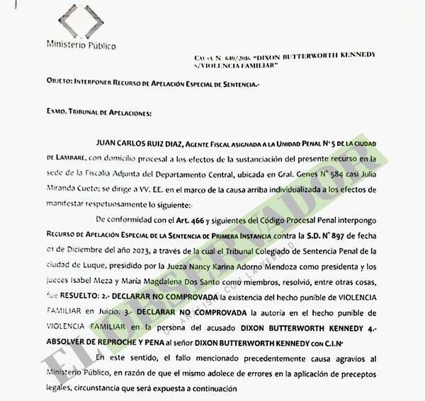 Fiscalía apela absolución de exmiembro del Tribunal de Ética del Poder Judicial por violencia familiar