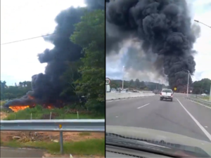 (VIDEO). Un camión cisterna volcó y se incendió: Hay un fallecido