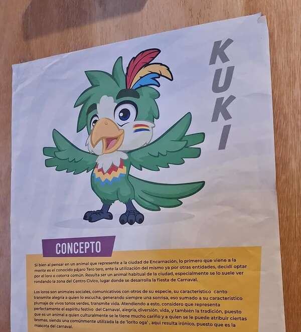 Kuki, la nueva mascota del Carnaval Encarnaceno es un singular lorito - Espectáculos - ABC Color