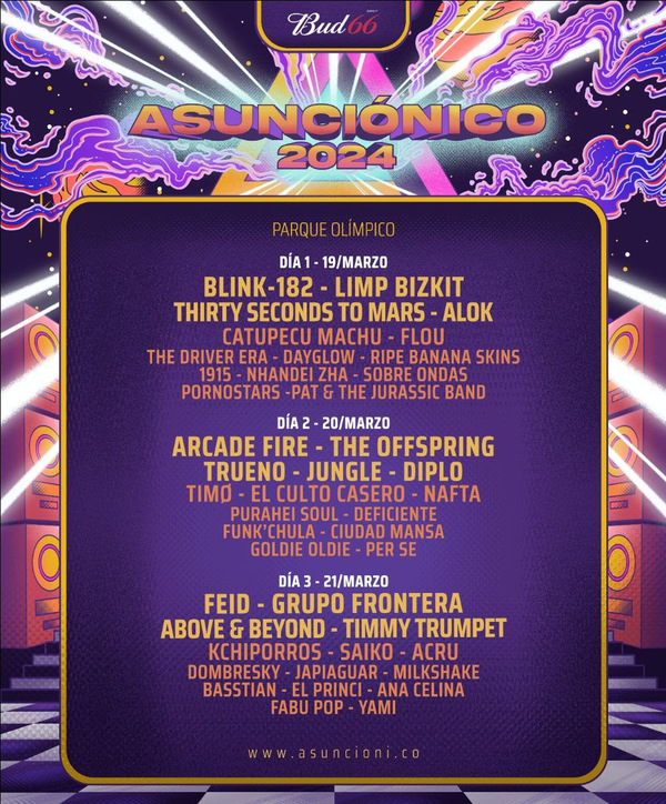 Blink-182 y Limp Bizkit abrirán el día 1 del Asunciónico 2024 - .::Agencia IP::.