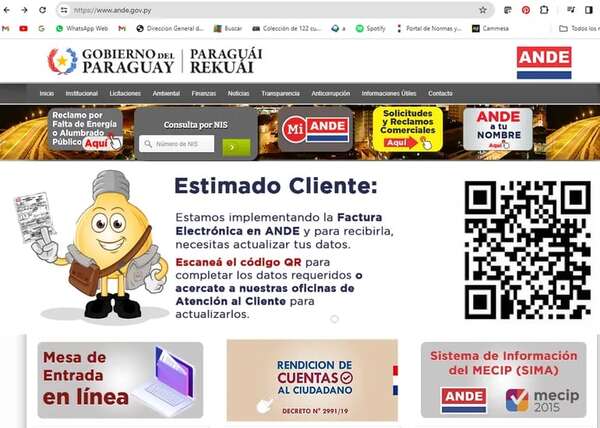 ANDE: ¿Cómo le llegará la factura electrónica a sus clientes? - Economía - ABC Color