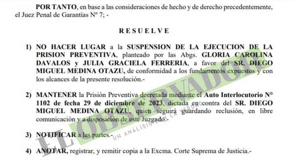 Secretario de “Cucho” Cabaña no abandonará la cárcel