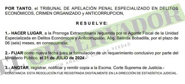 Otorgan prórroga extraordinaria para investigación a la familia Garcete