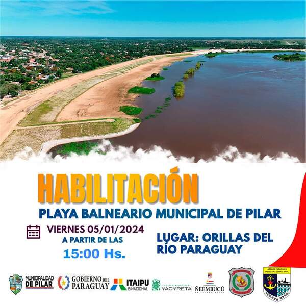 Habilitan playa municipal en Pilar