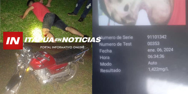 MOTOCICLISTA EBRIO RESULTÓ CON LESIONES EN SAN LUIS DEL PNÁ. - Itapúa Noticias