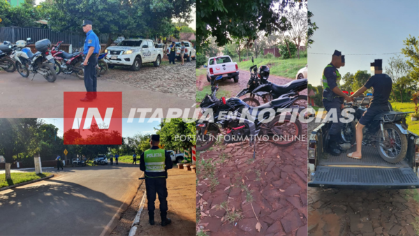 POLICÍA SUSPENDIÓ CARRERAS CLANDESTINAS E INCAUTÓ MOTOCICLETAS EN ENCARNACIÓN - Itapúa Noticias