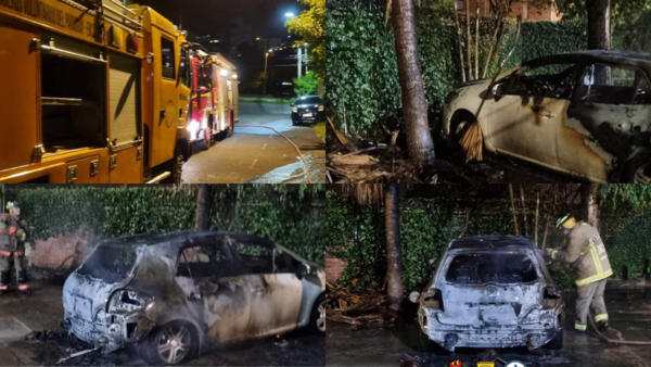 AUTOMÓVIL ARDIÓ EN LLAMAS DENTRO DE UN ESTACIONAMIENTO EN EN ENCARNACIÓN - Itapúa Noticias