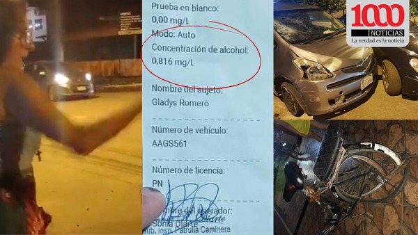 Mujer ebria al mando de un coche atropella a ciclista y un auto en Paraguarí | 1000 Noticias