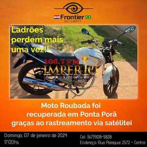 Con Frontier Security, recuperan en Ponta Porã motocicleta robada - Radio Imperio 106.7 FM