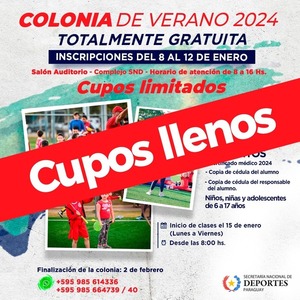 ¡En tiempo récord! Colonia de Verano del SND llenó sus cupos de inscripciones - trece