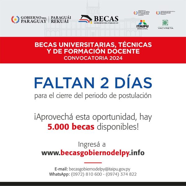 Convocatoria a becas de Itaipú sigue abierta - ADN Digital