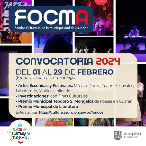 Convocatoria cultural: Fondos municipales de Asunción buscan proyectos innovadores en el 2024 - .::Agencia IP::.