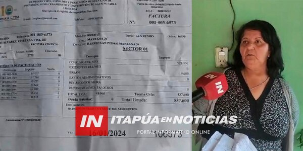 SEÑORA RECLAMA SOBREFACTURACIÓN DEL SERVICIO DE AGUA EN EL B° KA´AGUY RORY DE ENCARNACIÓN - Itapúa Noticias