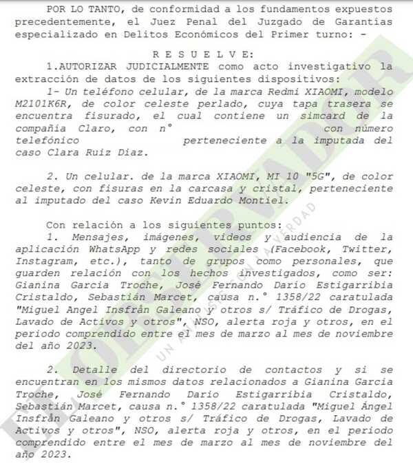 Indagarán comunicaciones relacionadas a eliminación de código rojo a pareja de Marset