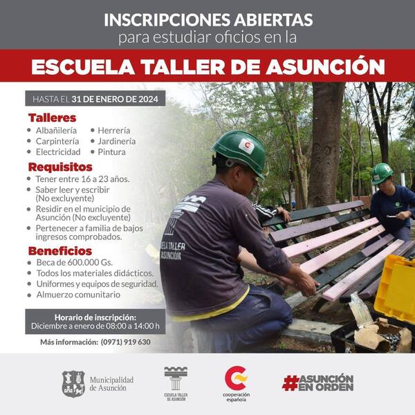 Municipalidad de Asunción ofrece formación gratuita en oficios de rápida inserción laboral para jóvenes - .::Agencia IP::.