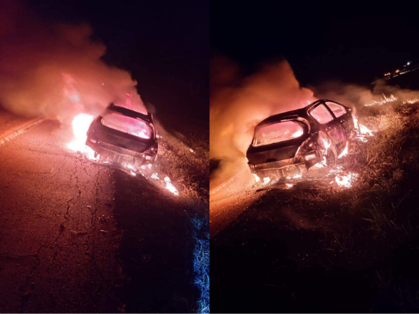 Se incendió todito un rodado que iba sobre la ruta