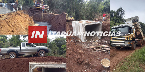 CONTINÚAN TRABAJOS DE COLOCACIÓN DE TUBOS PARA UNIR COMPAÑÍAS EN SAN PEDRO DEL PNÁ. - Itapúa Noticias