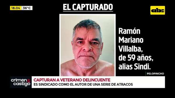 Capturan a veterano delincuente: es sindicado como el autor de una serie de atracos - Crimen y castigo - ABC Color