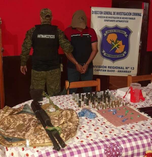 Karapaí: cae delincuente con frondosos antecedentes en posesión de una escopeta, drogas y proyectiles - Policiales - ABC Color