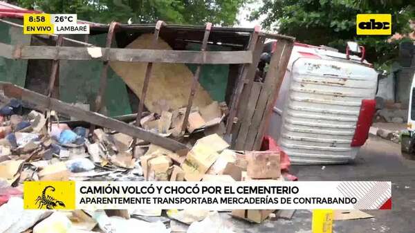 Video: camión volcó y chocó contra el cementerio de Lambaré - ABC Noticias - ABC Color