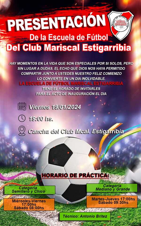 Inaugurarán la Escuela de Fútbol del Club Mariscal Estigarribia - Radio Imperio 106.7 FM