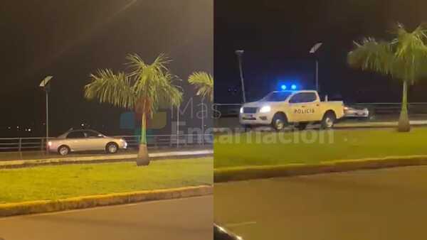 Automovilista borracho conducía sobre la vereda en la costanera de Encarnación
