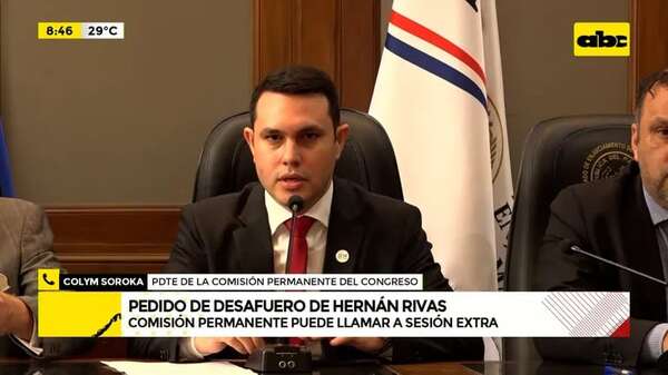 Pedido de desafuero de Hernán Rivas: Comisión Permanente puede llamar a sesión extra - ABC Noticias - ABC Color
