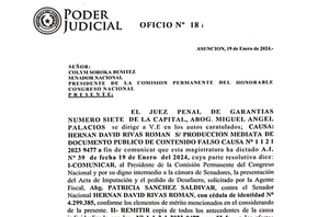 Congreso recibió pedido de desafuero de Hernán Rivas
