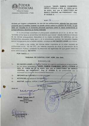 Rechazan pedido de suspensión de intervención en el Banco Central del Paraguay | 1000 Noticias