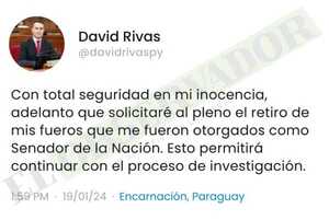 Rivas promete despojarse de fueros para someterse a proceso