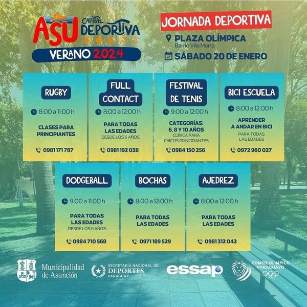 Invitan a la familia a compartir la jornada deportiva en Plaza Olímpica de Villa Morra