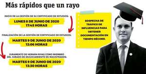 Insólita agilidad del MEC para visar el título de abogado de Hernán Rivas - Política - ABC Color