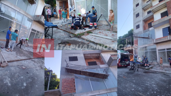 GRAVE ACCIDENTE LABORAL EN ENCARNACIÓN: TRABAJADORES CAYERON DE UN ANDAMIO - Itapúa Noticias