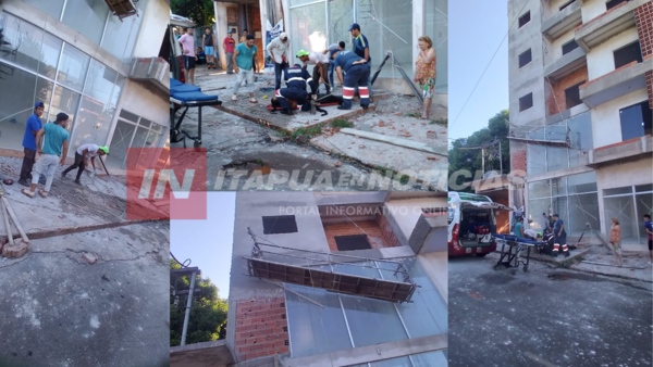 GRAVE ACCIDENTE LABORAL EN ENCARNACIÓN: TRABAJADORES CAYERON DE UN ANDAMIO  - Itapúa Noticias