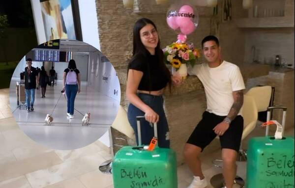 Luis Zárate recibió hoy a su esposa y sus perritos en Ecuador