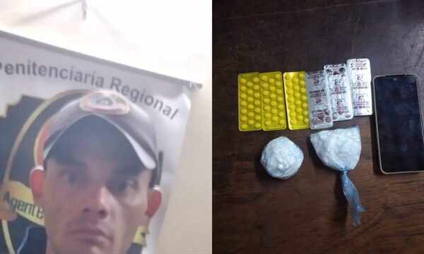 Detienen a guardiacárcel que intentó ingresar cocaína y fármacos a penitenciaría