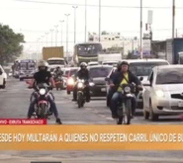 Tres multados por no respetar el carril exclusivo en Transchaco - Paraguay.com