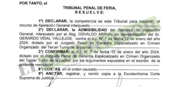 Acusado en el caso Mercat seguirá en prisión, confirma Tribunal de Apelación de Feria