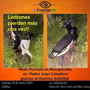 Con Frontier Security hallan abandonada en Jardín Aurora una motocicleta robada - Radio Imperio 106.7 FM