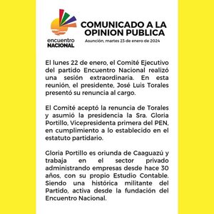 Asesor de Kattya González renunció a la Presidencia del Encuentro Nacional - El Trueno