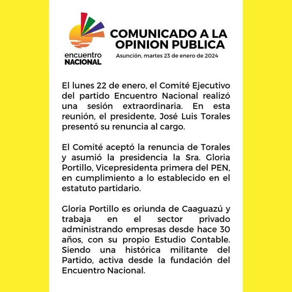 Asesor de Kattya González renunció a la Presidencia del Encuentro Nacional - El Trueno