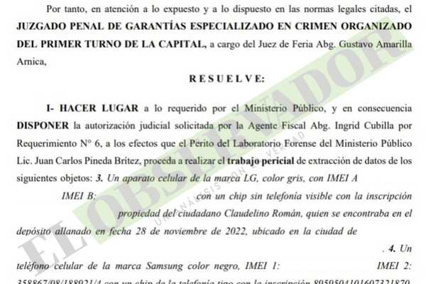 Permitirán teléfonos incautados en el marco del operativo Caso Amberes 