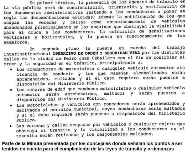 Concejales municipales proponen poner en orden el tránsito automotor y la seguridad víal