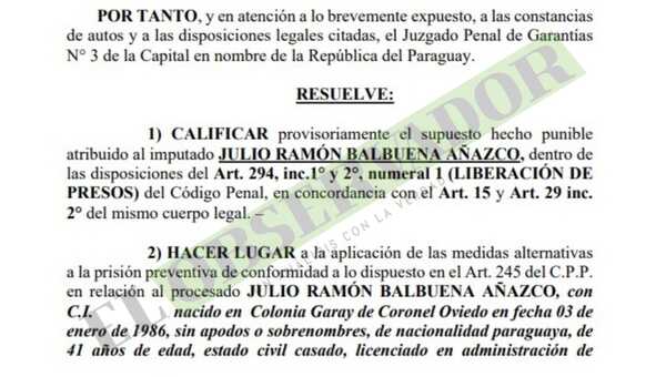 Liberan a exdirector de Tacumbú y funcionario penitenciario implicados en liberación de un preso