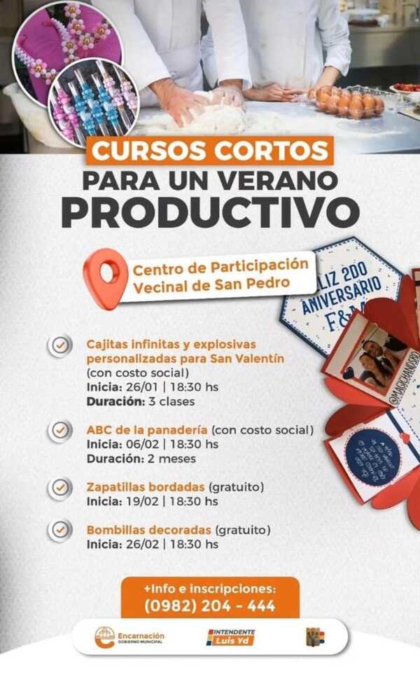 Cursos cortos para un verano productivo en el barrio San Pedro de Encarnación