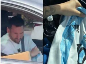 (VIDEO). Gesto de Lionel Messi a hinchas que lo encontraron en un semáforo